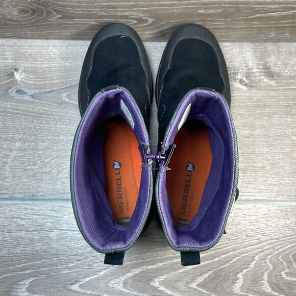 Merrell Albany Sky Women’s Sz 9 Waterproof Black Suede Gray Ankle Winter Boots - Picture 5 of 11